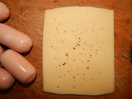 Puff pastry, sausages in dough and puffsの写真素材