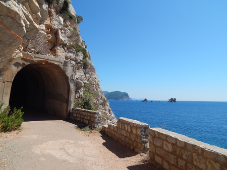 Rest on the sea in Montenegro in summer, Petrovac, Budvaの写真素材