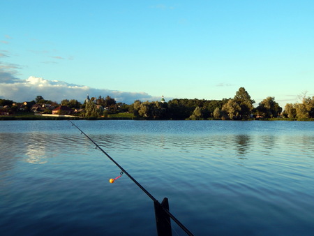 Fishing tackles for fishing rods, floats, netsの写真素材