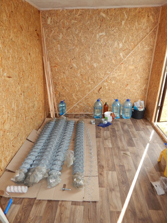 Interior of a construction change house, the car for huntingのeditorial素材