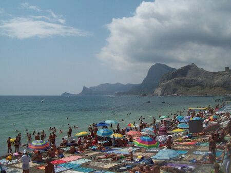 SUDAK, CRIMEA - JULY 29, 2010: People on the streets.のeditorial素材