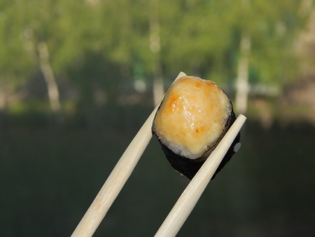 Sushi close-up from a restaurantの写真素材