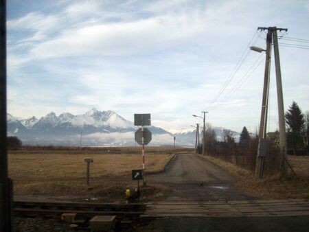 HIGHWAY E50, SLOVAKIA - JANUARY 2, 2012: Landmarks and landscape of the motorway Uzhgorod - Popradのeditorial素材