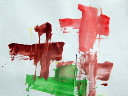 Watercolor illustrations drawn paints on white paper backgroundの写真素材