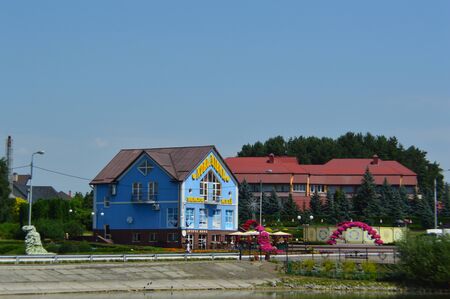 KOVALIVKA, UKRAINE - JUNE 22, 2019: Architecture and people on the streets cityのeditorial素材