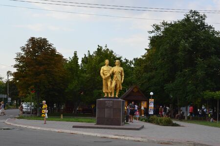 HENICHESK, UKRAINE - JULY 31, 2019: Landscape and terrain city and peopleのeditorial素材