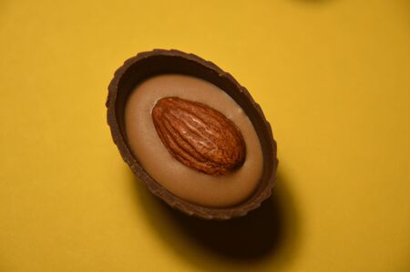 Close-up of chocolate candies with filling