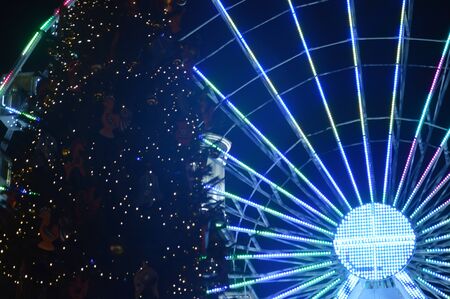 Illuminated New Year's ferris wheelの写真素材