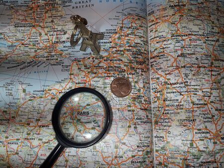 KIEV, UKRAINE - JANUARY 5, 2020: International tourism around the world view of objects and the map
