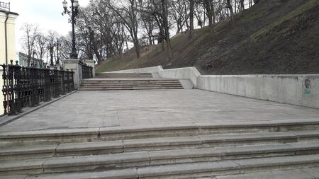 KIEV, UKRAINE - FEBRUARY 3, 2020: Small architectural forms in Vladimirskaya the Gorka park