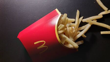 KIEV, UKRAINE - FEBRUARY 11, 2020: Big Mac food and French fries at the McDonald'sのeditorial素材