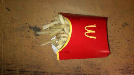 KIEV, UKRAINE - FEBRUARY 11, 2020: Big Mac food and French fries at the McDonald'sのeditorial素材