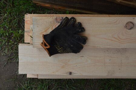 Lumber boards and pine bars for the construction