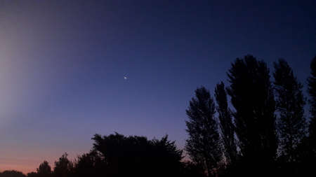 Panorama of night nature and in the moon