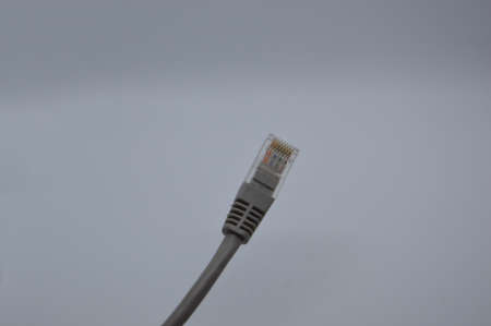 Wires for transmitting information on a white the backgroundの写真素材