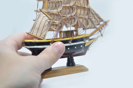 Varnished model of a the sailing shipの写真素材