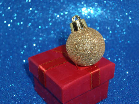 Composition of new year and christmas toys on a the background of the holiday