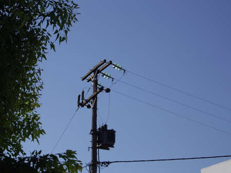 Poles and wires of high-voltage the power lines