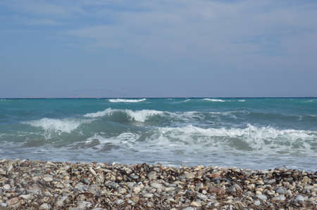 Panorama of the Aegean Sea on the island of Rhodes in the Greece