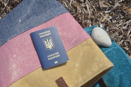 International passport of a the citizen of Ukraine for travelの写真素材