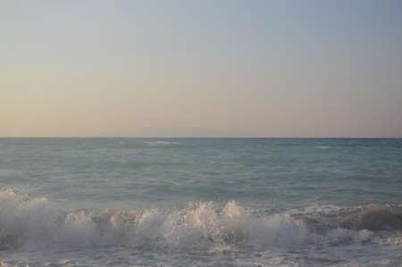 Tidal bore on the Aegean Sea on the island of Rhodes in the Greeceの写真素材