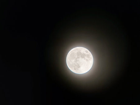 Night moon close-up on the skyの写真素材