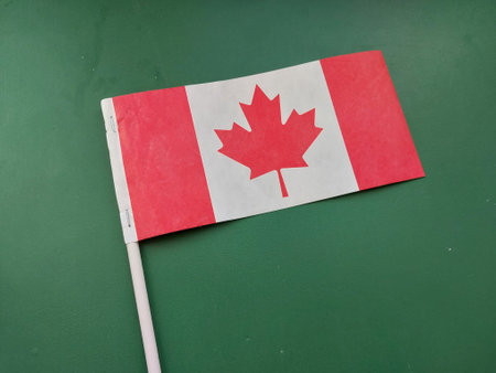 Canada country flag in the winter seasonの写真素材