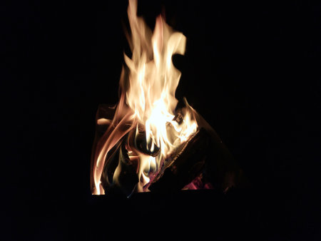 Fire fire burns at the nightの写真素材