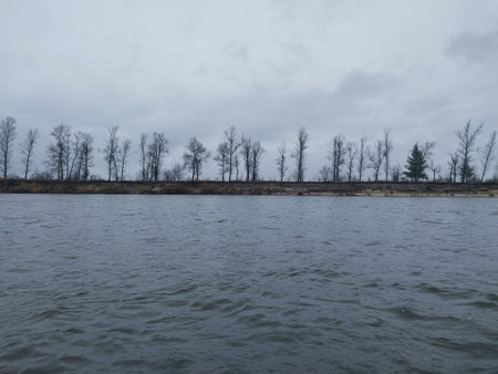 Cold panorama of an autumn river