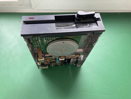 KYIV, UKRAINE - March 20, 2024: Floppy computer retro disk drive for the storing information