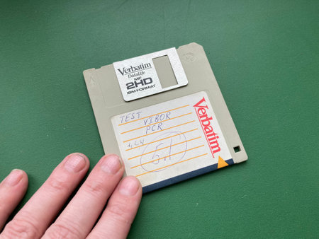 KYIV, UKRAINE - March 20, 2024: Floppy disks for storing computer the informationのeditorial素材