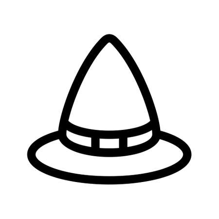 Illustration vector graphic icon of Witch Hat. Outline Style Icon. Halloween Themed Icon. Vector illustration isolated on white background. Perfect for website or application design.のイラスト素材