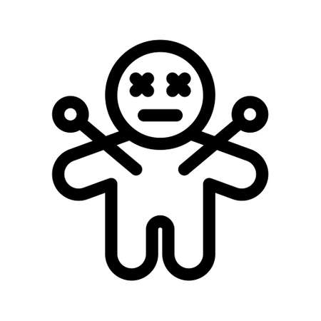Illustration vector graphic icon of Voodoo Doll. Outline Style Icon. Halloween Themed Icon. Vector illustration isolated on white background. Perfect for website or application design.のイラスト素材