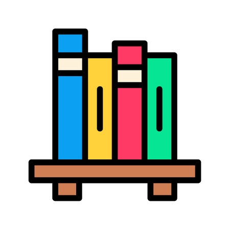 Illustration vector graphic icon of Book Shelf. Filled Line Style Icon. Education Themed Icon. Vector illustration isolated on white background. Perfect for website or applicationのイラスト素材