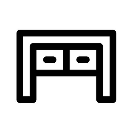 Illustration vector graphic icon of Console Table. Outline Style Icon. Furniture Themed Icon. Vector illustration isolated on white background. Perfect for website or application dのイラスト素材