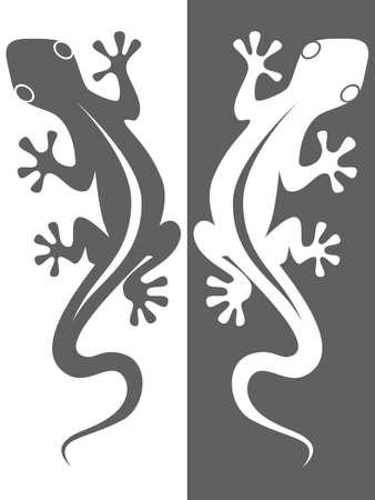 Abstract icon symbol or sign lizard isolated on white and black background. Vector illustrationのイラスト素材