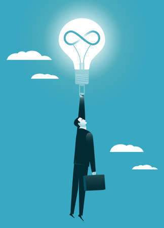 A good business idea picks up businessman high up and making it a success. Business concept vector illustrationのイラスト素材