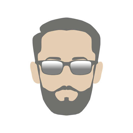 Icon head men with beard and glasses. Abstract vector illustration isolated on white backgroundのイラスト素材