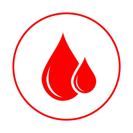 Donor blood icon. Symbol of red blood drops in circumference. Flat vector illustration for web designのイラスト素材