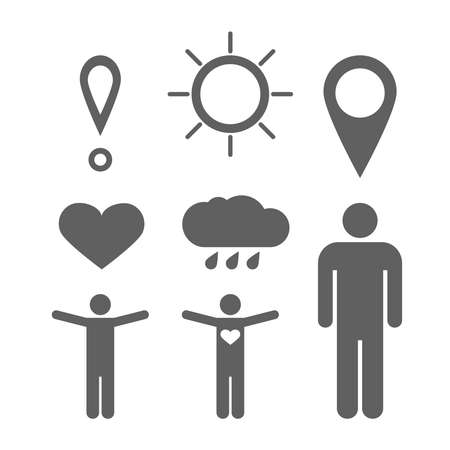 Icons set people, weather, and more on a white backgroundのイラスト素材