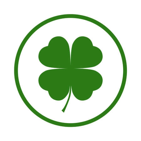 Icon clover with four petals. Colorful abstract sign isolated on white background. Vector illustrationのイラスト素材