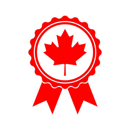 Icon maple leaf medal. Maple leaf vector illustration. Canada symbol red maple leaf.のイラスト素材