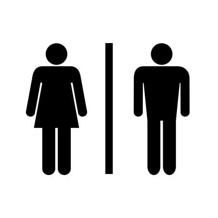 Washroom logo. Icon toilet. Isolated  black sign restroom on white background. Abstract symbols man and women. Vector illustrationのイラスト素材