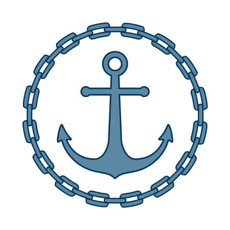 Sign anchor in frame of chain. Logo anchor. Abstract symbol anchor. Isolated image on white background. Vector illustrationのイラスト素材