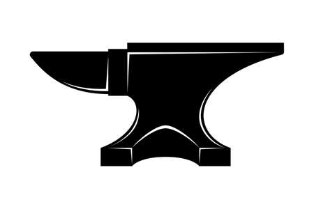 Icon anvil for blacksmith. Symbol blacksmith logo. Sign silhouette anvil. Heavy industry. Vector illustrationのイラスト素材