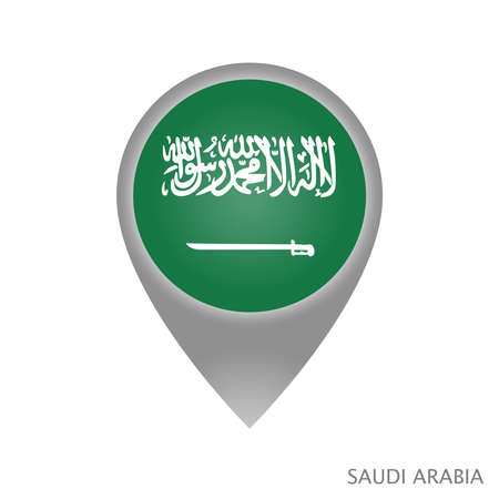 Map pointer with flag of Saudi Arabia. Colorful pointer icon for map. Vector Illustration.のイラスト素材