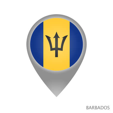 Map pointer with flag of Barbados. Colorful pointer icon for map. Vector Illustration.のイラスト素材