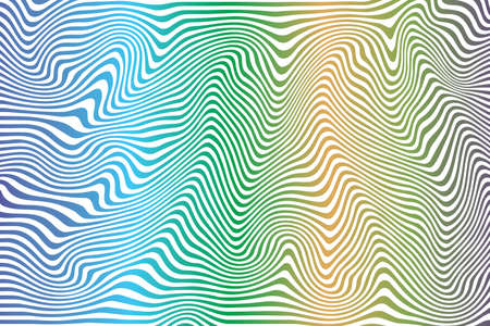 Striped curved pattern. Color stripes. Optical illusion. Abstract background. Vector illustration