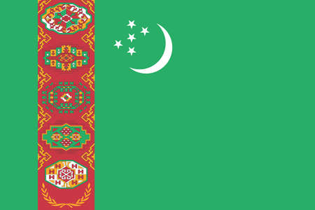 Turkmenistan flag with official colors and the aspect ratio of 2:3. Flat vector illustration.のイラスト素材