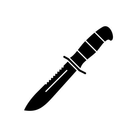 Army knives graphic icon. Combat knife black sign isolated on white background. Vector illustrationのイラスト素材